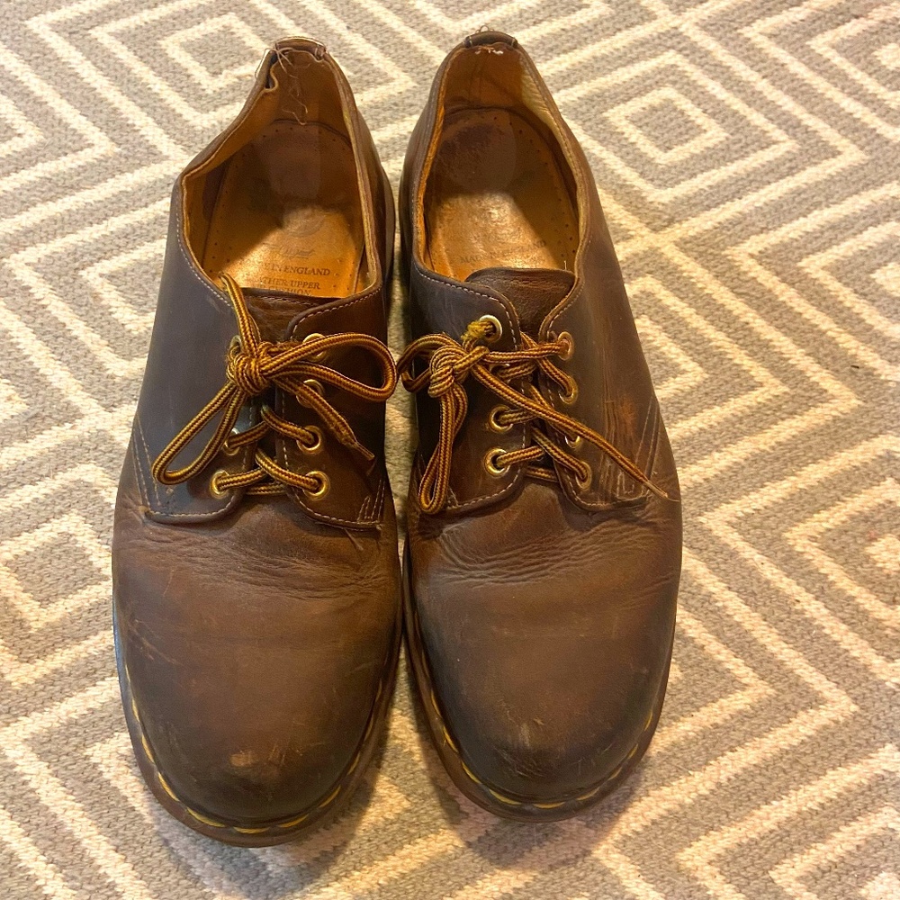 Dr. Martens Made in England Brown Leather Lace-Up Shoes